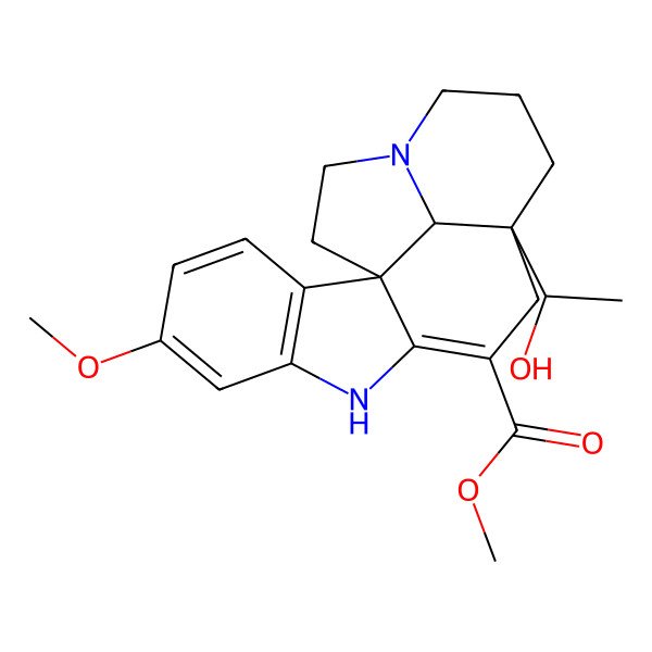 2D Structure of methyl (1R,12R,19R)-12-[(1S)-1-hydroxyethyl]-5-methoxy-8,16-diazapentacyclo[10.6.1.01,9.02,7.016,19]nonadeca-2(7),3,5,9-tetraene-10-carboxylate