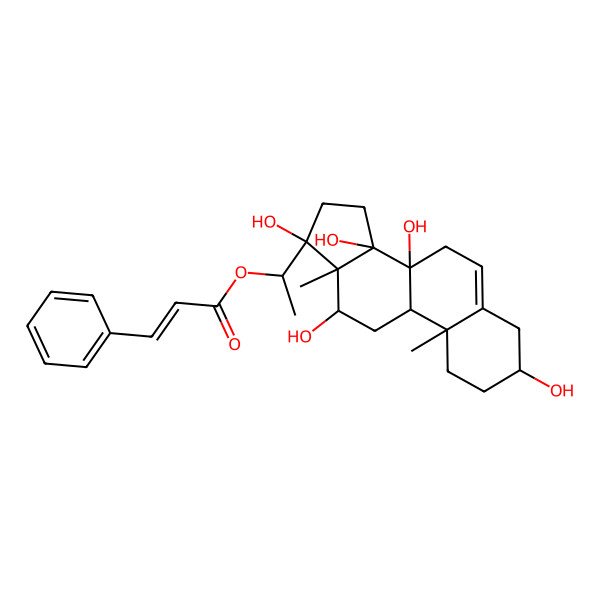 2D Structure of 1-(3,8,12,14,17-Pentahydroxy-10,13-dimethyl-1,2,3,4,7,9,11,12,15,16-decahydrocyclopenta[a]phenanthren-17-yl)ethyl 3-phenylprop-2-enoate