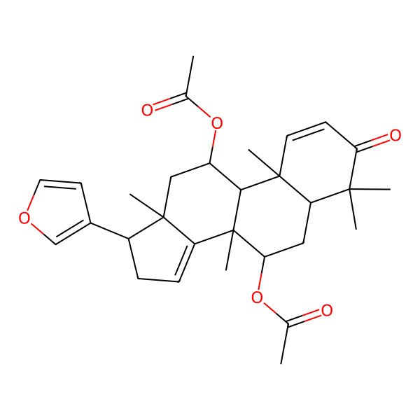 2D Structure of [11-Acetyloxy-17-(furan-3-yl)-4,4,8,10,13-pentamethyl-3-oxo-5,6,7,9,11,12,16,17-octahydrocyclopenta[a]phenanthren-7-yl] acetate