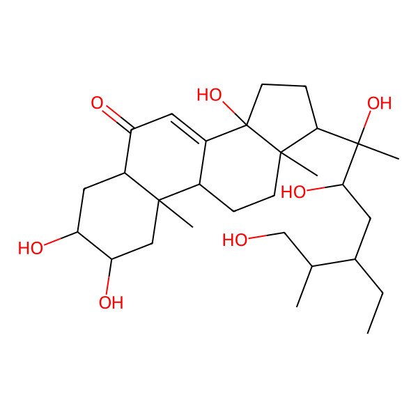 2D Structure of (2S,3S,5R,9R,10R,13R,14S,17S)-17-[(2S,3R,5S,6S)-5-ethyl-2,3,7-trihydroxy-6-methylheptan-2-yl]-2,3,14-trihydroxy-10,13-dimethyl-2,3,4,5,9,11,12,15,16,17-decahydro-1H-cyclopenta[a]phenanthren-6-one