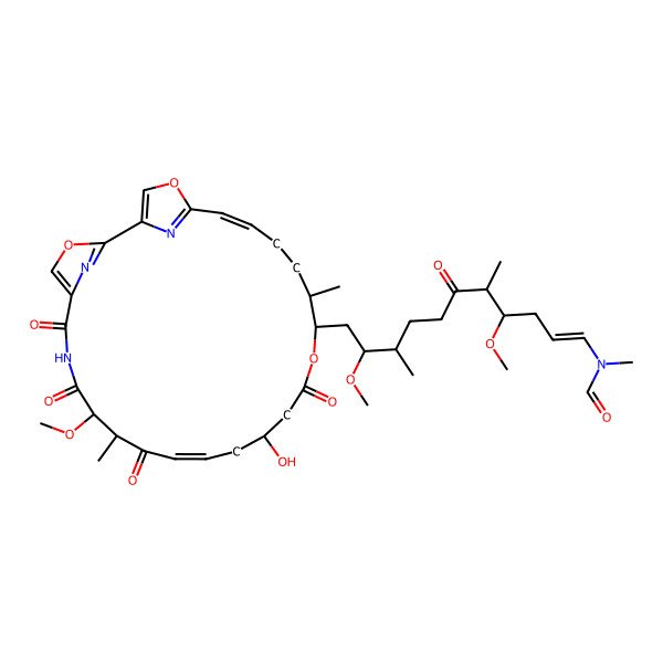 2D Structure of N-[(E,4S,5S,9R,10S)-11-[(9R,10R,12E,15S,19S,20S,23Z)-15-hydroxy-9-methoxy-10,20-dimethyl-6,8,11,17-tetraoxo-3,18,26-trioxa-7,28,29-triazatricyclo[23.2.1.12,5]nonacosa-1(27),2(29),4,12,23,25(28)-hexaen-19-yl]-4,10-dimethoxy-5,9-dimethyl-6-oxoundec-1-enyl]-N-methylformamide