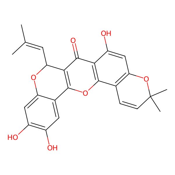 2D Structure of (15R)-11,19,20-trihydroxy-7,7-dimethyl-15-(2-methylprop-1-enyl)-2,8,16-trioxapentacyclo[12.8.0.03,12.04,9.017,22]docosa-1(14),3(12),4(9),5,10,17,19,21-octaen-13-one