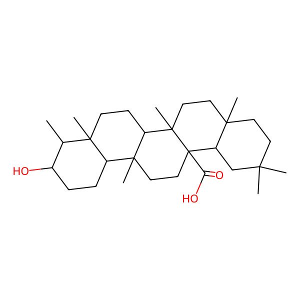 2D Structure of (3S,4R,4aS,6aS,6aR,6bR,8aR,12aR,14aS,14bS)-3-hydroxy-4,4a,6b,8a,11,11,14a-heptamethyl-1,2,3,4,5,6,6a,7,8,9,10,12,12a,13,14,14b-hexadecahydropicene-6a-carboxylic acid