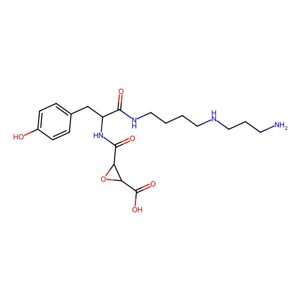 2D Structure of 3-[[1-[4-(3-Aminopropylamino)butylamino]-3-(4-hydroxyphenyl)-1-oxopropan-2-yl]carbamoyl]oxirane-2-carboxylic acid