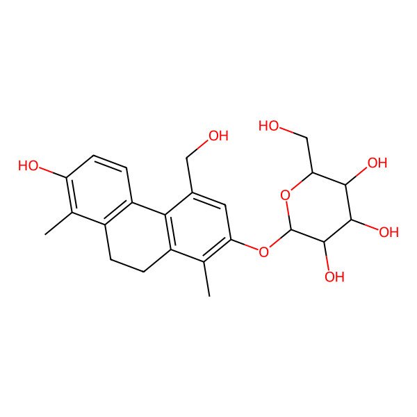 2D Structure of 2-[[7-Hydroxy-4-(hydroxymethyl)-1,8-dimethyl-9,10-dihydrophenanthren-2-yl]oxy]-6-(hydroxymethyl)oxane-3,4,5-triol
