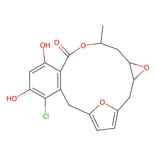 2D Structure of 14-Chloro-11,13-dihydroxy-7-methyl-4,8,20-trioxatetracyclo[15.2.1.03,5.010,15]icosa-1(19),10(15),11,13,17-pentaen-9-one