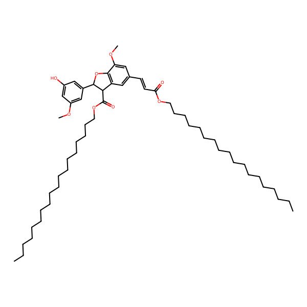 2D Structure of Octadecyl 2-(3-hydroxy-5-methoxyphenyl)-7-methoxy-5-(3-octadecoxy-3-oxoprop-1-enyl)-2,3-dihydro-1-benzofuran-3-carboxylate