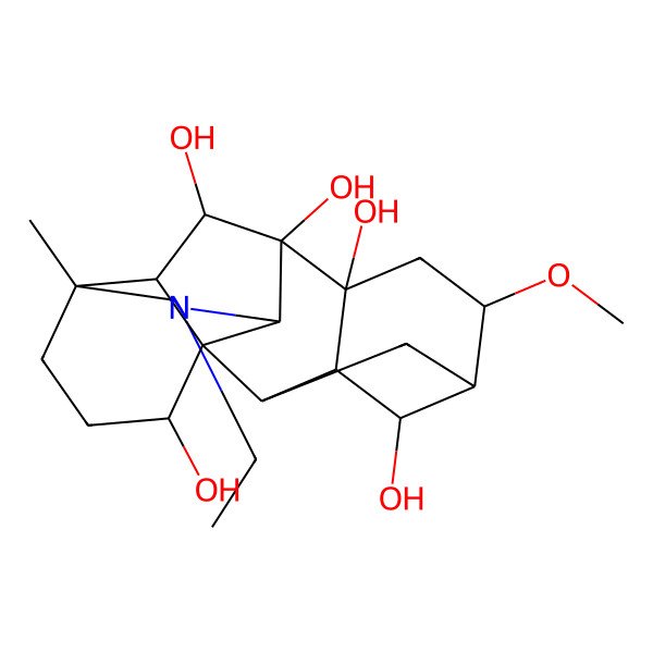 2D Structure of (1S,2R,3R,4S,5S,6S,8R,9S,10S,13R,16S,17R,18R)-11-ethyl-6-methoxy-13-methyl-11-azahexacyclo[7.7.2.12,5.01,10.03,8.013,17]nonadecane-4,8,9,16,18-pentol