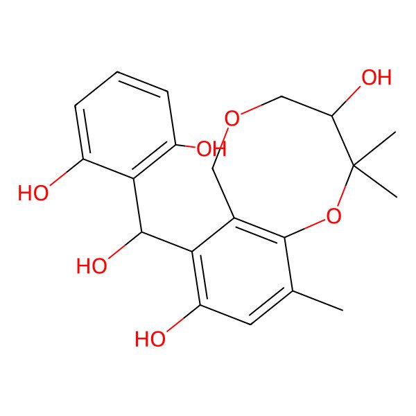 2D Structure of (3R)-7-[(R)-(2,6-dihydroxyphenyl)-hydroxymethyl]-2,2,10-trimethyl-4,6-dihydro-3H-1,5-benzodioxocine-3,8-diol