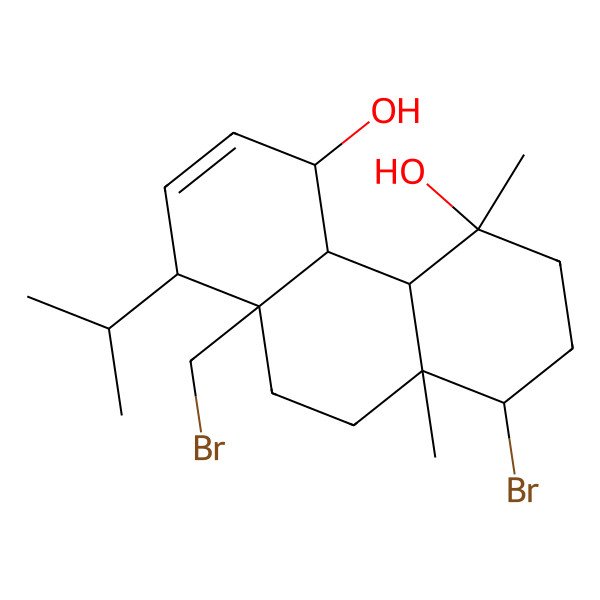 2D Structure of 1-bromo-8a-(bromomethyl)-4,10a-dimethyl-8-propan-2-yl-2,3,4a,4b,5,8,9,10-octahydro-1H-phenanthrene-4,5-diol