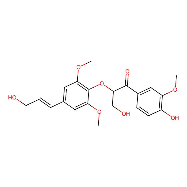 2D Structure of (2R)-3-hydroxy-1-(4-hydroxy-3-methoxyphenyl)-2-[4-[(E)-3-hydroxyprop-1-enyl]-2,6-dimethoxyphenoxy]propan-1-one