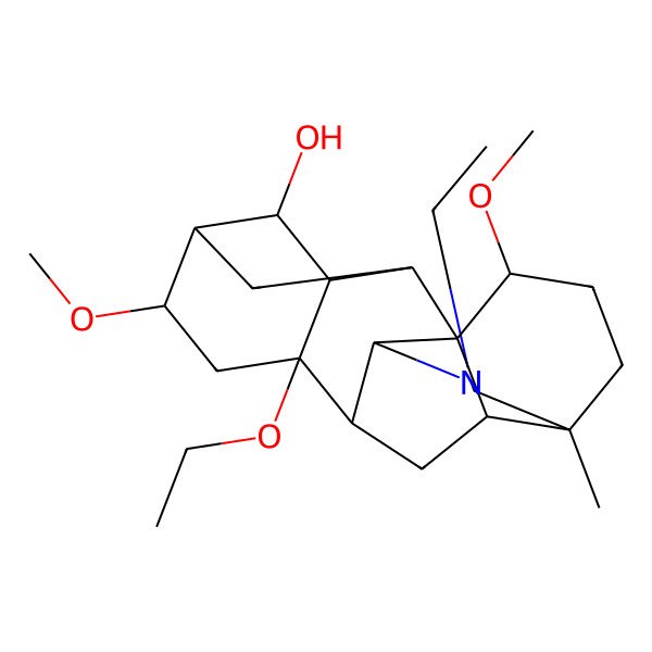 2D Structure of (1S,2S,3S,4S,5R,6R,8R,9S,10R,13R,16R,17R)-8-ethoxy-11-ethyl-6,16-dimethoxy-13-methyl-11-azahexacyclo[7.7.2.12,5.01,10.03,8.013,17]nonadecan-4-ol