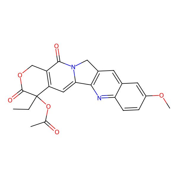 2D Structure of [(19S)-19-ethyl-7-methoxy-14,18-dioxo-17-oxa-3,13-diazapentacyclo[11.8.0.02,11.04,9.015,20]henicosa-1(21),2(11),3,5,7,9,15(20)-heptaen-19-yl] acetate