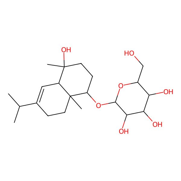 2D Structure of 2-[(4-Hydroxy-4,8a-dimethyl-6-propan-2-yl-1,2,3,4a,7,8-hexahydronaphthalen-1-yl)oxy]-6-(hydroxymethyl)oxane-3,4,5-triol