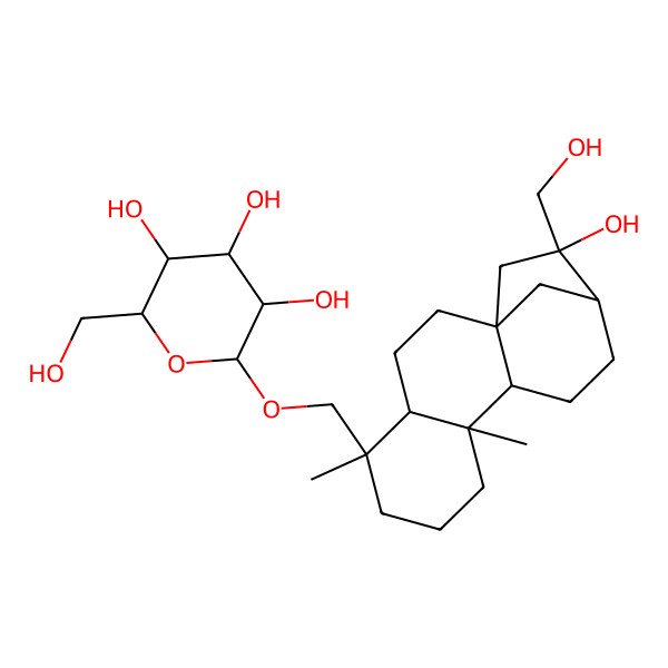 2D Structure of (2R,3R,4S,5S,6R)-2-[[(1S,4S,5S,9S,10R,13R,14R)-14-hydroxy-14-(hydroxymethyl)-5,9-dimethyl-5-tetracyclo[11.2.1.01,10.04,9]hexadecanyl]methoxy]-6-(hydroxymethyl)oxane-3,4,5-triol