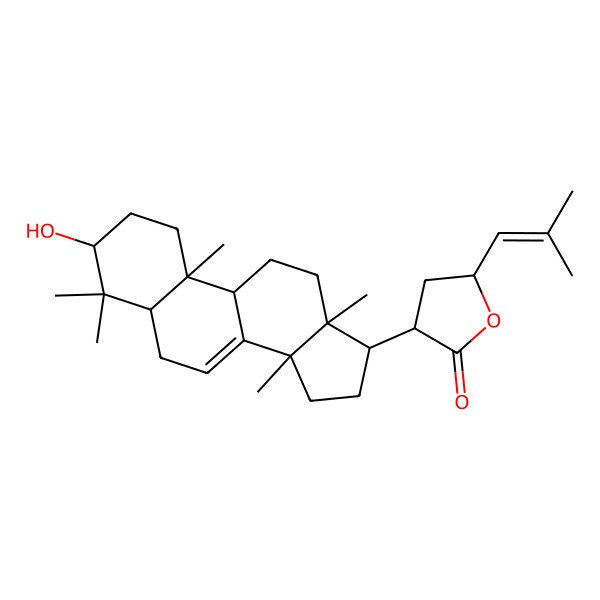 2D Structure of (3S,5S)-3-[(3R,5R,9R,10R,13S,14S,17S)-3-hydroxy-4,4,10,13,14-pentamethyl-2,3,5,6,9,11,12,15,16,17-decahydro-1H-cyclopenta[a]phenanthren-17-yl]-5-(2-methylprop-1-enyl)oxolan-2-one