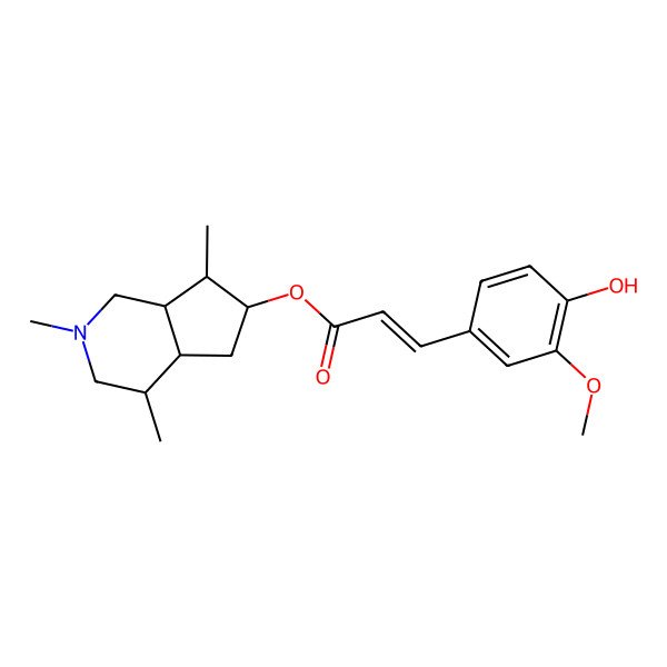 2D Structure of (2,4,7-Trimethyl-1,3,4,4a,5,6,7,7a-octahydrocyclopenta[c]pyridin-6-yl) 3-(4-hydroxy-3-methoxyphenyl)prop-2-enoate