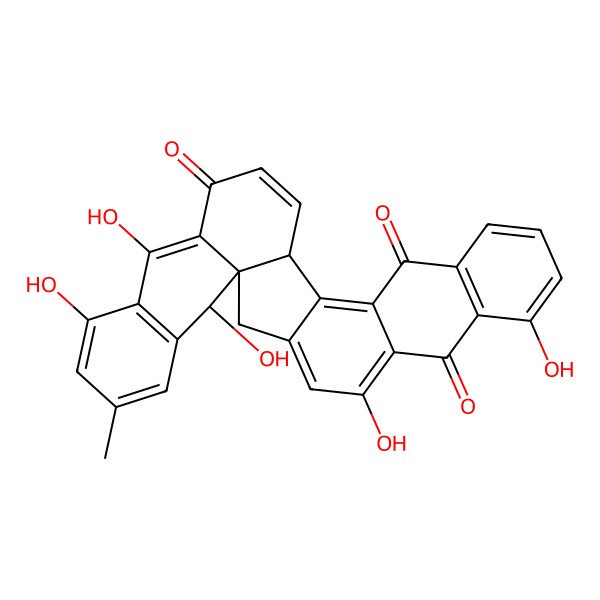 2D Structure of 5,9,22,24,29-Pentahydroxy-26-methylheptacyclo[15.12.0.01,21.03,16.06,15.08,13.023,28]nonacosa-3,5,8(13),9,11,15,18,21,23(28),24,26-undecaene-7,14,20-trione