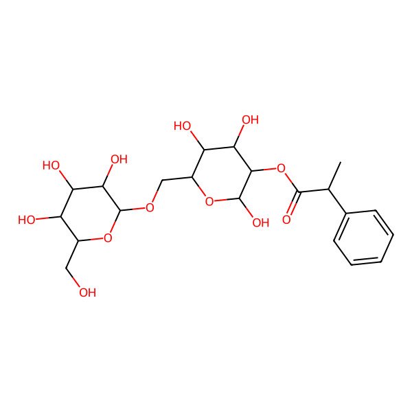 2D Structure of [(2R,3R,4S,5S,6R)-2,4,5-trihydroxy-6-[[(2R,3R,4S,5S,6R)-3,4,5-trihydroxy-6-(hydroxymethyl)oxan-2-yl]oxymethyl]oxan-3-yl] (2S)-2-phenylpropanoate