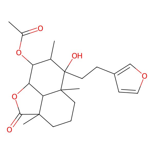 2D Structure of [(1S,4S,8S,9R,10R,11S,12R)-9-[2-(furan-3-yl)ethyl]-9-hydroxy-4,8,10-trimethyl-3-oxo-2-oxatricyclo[6.3.1.04,12]dodecan-11-yl] acetate