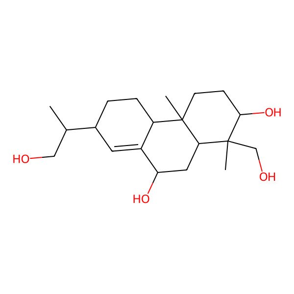 2D Structure of (1S,2R,4aS,4bS,7R,9S,10aS)-1-(hydroxymethyl)-7-(1-hydroxypropan-2-yl)-1,4a-dimethyl-2,3,4,4b,5,6,7,9,10,10a-decahydrophenanthrene-2,9-diol
