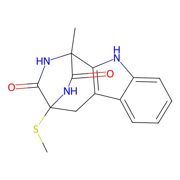 2D Structure of 1-Methyl-12-methylsulfanyl-3,13,15-triazatetracyclo[10.2.2.02,10.04,9]hexadeca-2(10),4,6,8-tetraene-14,16-dione