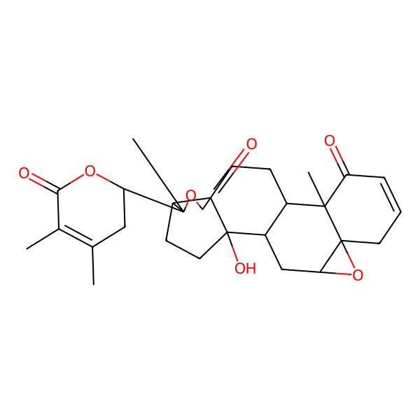 2D Structure of 6-(4,5-Dimethyl-6-oxo-2,3-dihydropyran-2-yl)-2-hydroxy-6,13-dimethyl-7,19-dioxahexacyclo[10.9.0.02,9.05,9.013,18.018,20]henicos-15-ene-8,14-dione