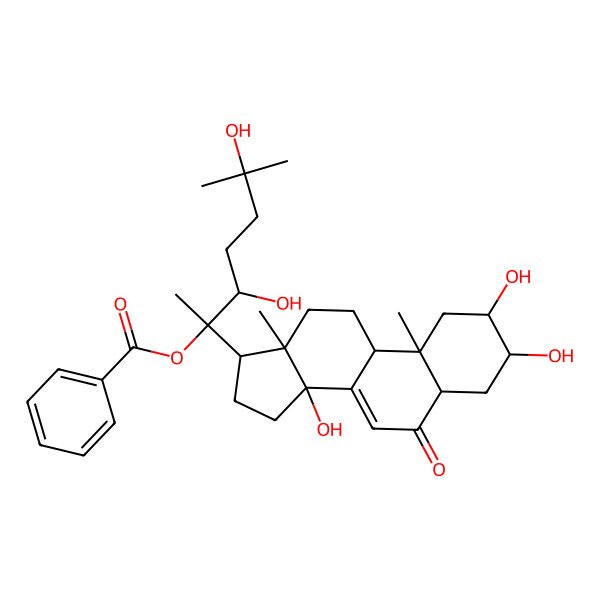 2D Structure of [3,6-dihydroxy-6-methyl-2-(2,3,14-trihydroxy-10,13-dimethyl-6-oxo-2,3,4,5,9,11,12,15,16,17-decahydro-1H-cyclopenta[a]phenanthren-17-yl)heptan-2-yl] benzoate