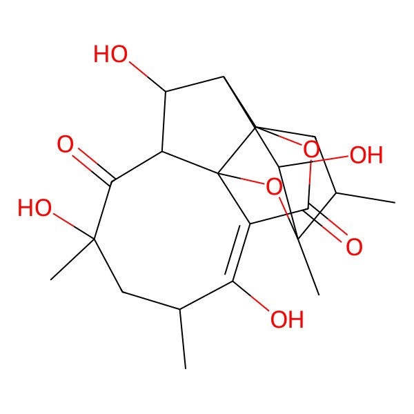 2D Structure of 2,4,7,10-Tetrahydroxy-1,7,9,16-tetramethyl-13,17-dioxapentacyclo[9.5.2.03,14.05,18.014,18]octadec-10-ene-6,12-dione