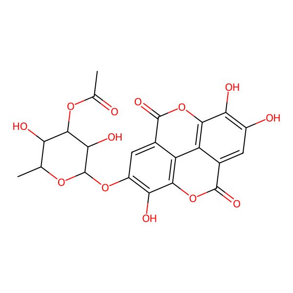2D Structure of [(2S,3S,4R,5R,6S)-3,5-dihydroxy-2-methyl-6-[(7,13,14-trihydroxy-3,10-dioxo-2,9-dioxatetracyclo[6.6.2.04,16.011,15]hexadeca-1(15),4,6,8(16),11,13-hexaen-6-yl)oxy]oxan-4-yl] acetate