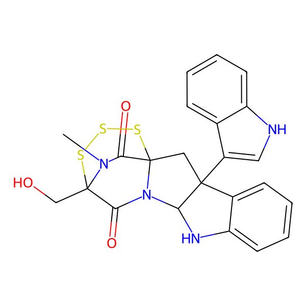 2D Structure of (1S,3S,11R,14S)-14-(hydroxymethyl)-3-(1H-indol-3-yl)-19-methyl-15,16,17-trithia-10,12,19-triazapentacyclo[12.3.2.01,12.03,11.04,9]nonadeca-4,6,8-triene-13,18-dione