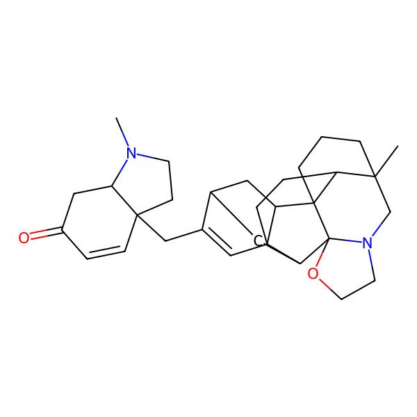 2D Structure of (3aR,7aS)-1-methyl-3a-[[(1R,5R,11R,12S,14R,17S,20R,21R)-5-methyl-10-oxa-7-azaheptacyclo[12.6.2.01,11.05,20.07,11.012,17.017,21]docos-15-en-15-yl]methyl]-2,3,7,7a-tetrahydroindol-6-one