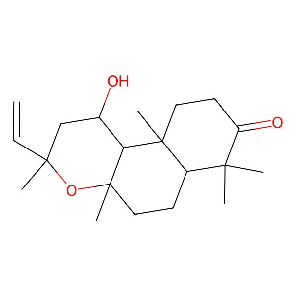 2D Structure of (1R,3R,4aS,6aS,10aR,10bR)-3-ethenyl-1-hydroxy-3,4a,7,7,10a-pentamethyl-1,2,5,6,6a,9,10,10b-octahydrobenzo[f]chromen-8-one