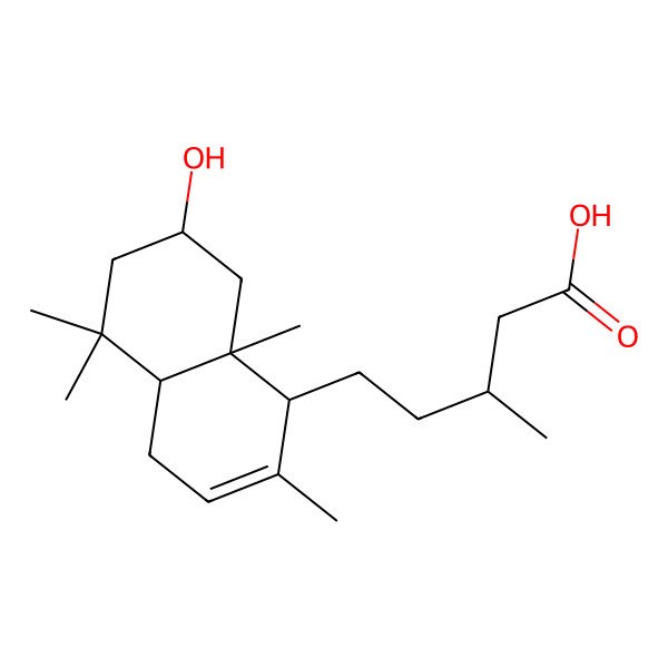 2D Structure of (3R)-5-[(1R,4aR,7S,8aS)-7-hydroxy-2,5,5,8a-tetramethyl-1,4,4a,6,7,8-hexahydronaphthalen-1-yl]-3-methylpentanoic acid
