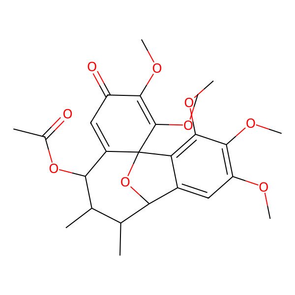 2D Structure of (2,3,13,14,15-Pentamethoxy-8,9-dimethyl-4-oxo-17-oxatetracyclo[8.6.1.01,6.011,16]heptadeca-2,5,11,13,15-pentaen-7-yl) acetate