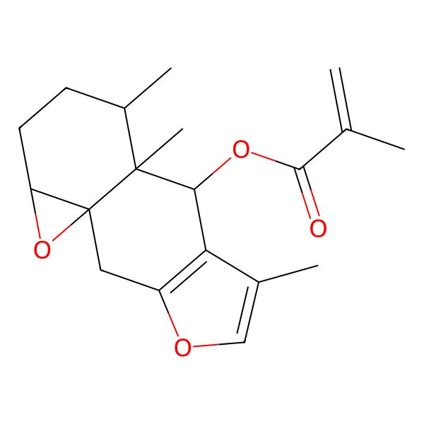 2D Structure of (6,9,10-Trimethyl-4,14-dioxatetracyclo[7.5.0.01,13.03,7]tetradeca-3(7),5-dien-8-yl) 2-methylprop-2-enoate