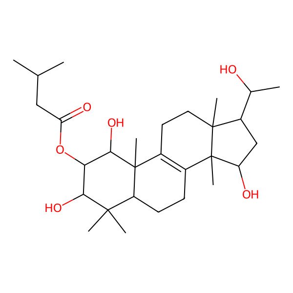 2D Structure of [1,3,15-trihydroxy-17-(1-hydroxyethyl)-4,4,10,13,14-pentamethyl-2,3,5,6,7,11,12,15,16,17-decahydro-1H-cyclopenta[a]phenanthren-2-yl] 3-methylbutanoate