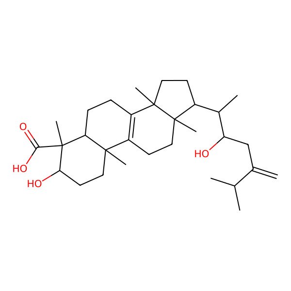 2D Structure of 3-hydroxy-17-(3-hydroxy-6-methyl-5-methylideneheptan-2-yl)-4,10,13,14-tetramethyl-2,3,5,6,7,11,12,15,16,17-decahydro-1H-cyclopenta[a]phenanthrene-4-carboxylic acid