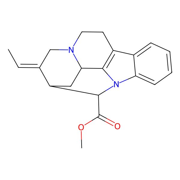2D Structure of methyl (13E)-13-ethylidene-1,11-diazapentacyclo[12.3.1.02,7.08,17.011,16]octadeca-2,4,6,8(17)-tetraene-18-carboxylate