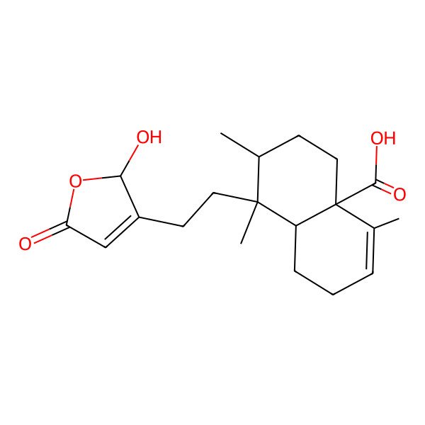 2D Structure of (4aS,7R,8R,8aS)-8-[2-[(2S)-2-hydroxy-5-oxo-2H-furan-3-yl]ethyl]-4,7,8-trimethyl-1,2,5,6,7,8a-hexahydronaphthalene-4a-carboxylic acid