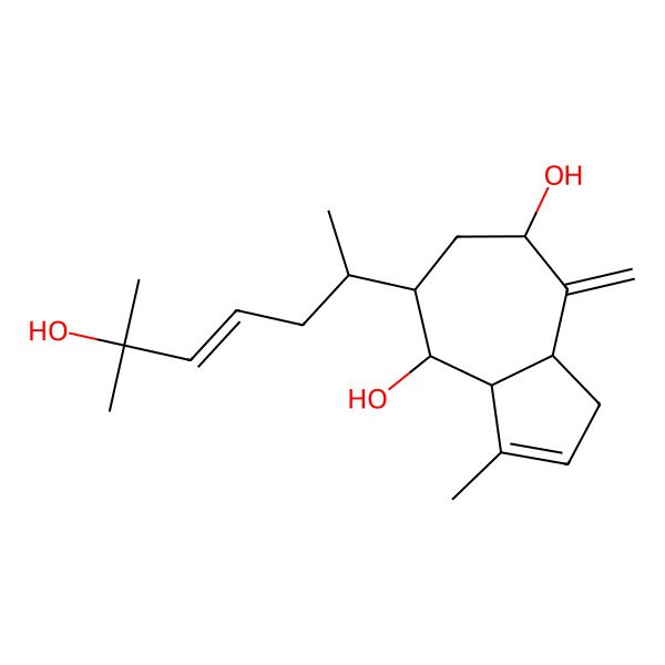 2D Structure of (3aS,4R,5S,7S,8aR)-5-[(E,2R)-6-hydroxy-6-methylhept-4-en-2-yl]-3-methyl-8-methylidene-3a,4,5,6,7,8a-hexahydro-1H-azulene-4,7-diol