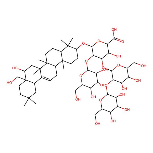 2D Structure of 4-[4,5-Dihydroxy-6-(hydroxymethyl)-3-[3,4,5-trihydroxy-6-(hydroxymethyl)oxan-2-yl]oxyoxan-2-yl]oxy-3-hydroxy-6-[[8-hydroxy-8a-(hydroxymethyl)-4,4,6a,6b,11,11,14b-heptamethyl-1,2,3,4a,5,6,7,8,9,10,12,12a,14,14a-tetradecahydropicen-3-yl]oxy]-5-[3,4,5-trihydroxy-6-(hydroxymethyl)oxan-2-yl]oxyoxane-2-carboxylic acid