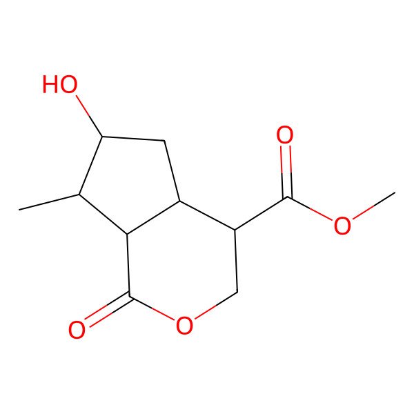 2D Structure of methyl (4S,4aR,6S,7R,7aR)-6-hydroxy-7-methyl-1-oxo-4,4a,5,6,7,7a-hexahydro-3H-cyclopenta[c]pyran-4-carboxylate