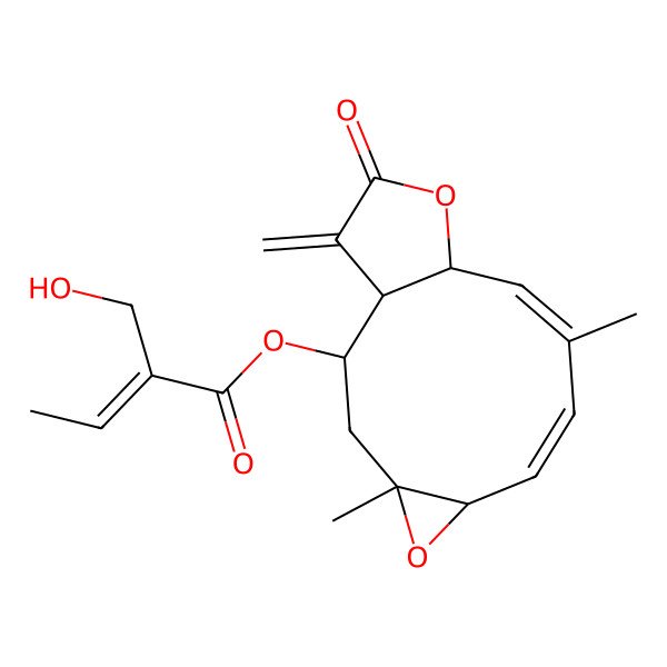 2D Structure of [(1R,2R,4R,6R,7Z,9Z,11S)-4,9-dimethyl-14-methylidene-13-oxo-5,12-dioxatricyclo[9.3.0.04,6]tetradeca-7,9-dien-2-yl] (Z)-2-(hydroxymethyl)but-2-enoate