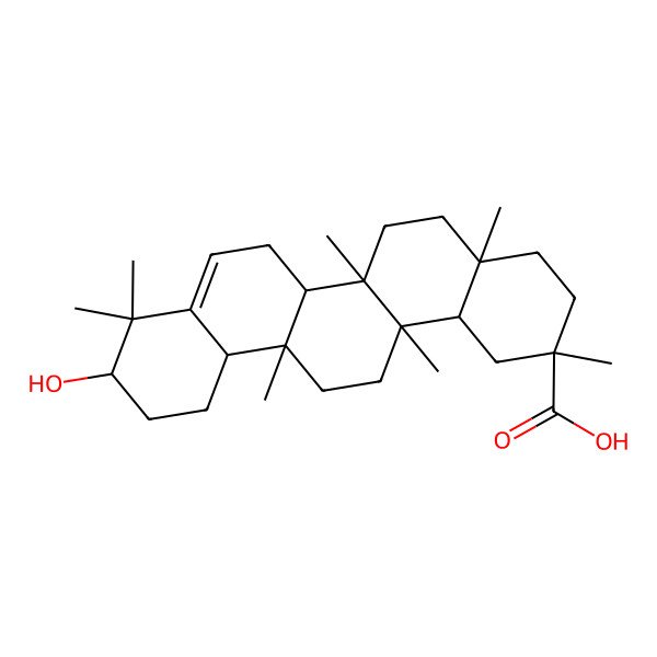 2D Structure of (2R,4aS,6aR,6aR,6bS,10S,12aS,14aS,14bR)-10-hydroxy-2,4a,6a,6a,9,9,14a-heptamethyl-1,3,4,5,6,6b,7,10,11,12,12a,13,14,14b-tetradecahydropicene-2-carboxylic acid 2D Structure of (2R,4aS,6aR,6aR,6bS,10S,12aS,14aS,14bR)-10-hydroxy-2,4a,6a,6a,9,9,14a-heptamethyl-1,3,4,5,6,6b,7,10,11,12,12a,13,14,14b-tetradecahydropicene-2-carboxylic acid