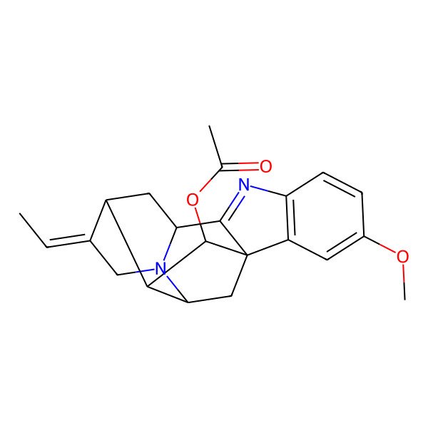 2D Structure of [(1R,10S,12R,13E,16S,17S,18R)-13-ethylidene-4-methoxy-8,15-diazahexacyclo[14.2.1.01,9.02,7.010,15.012,17]nonadeca-2(7),3,5,8-tetraen-18-yl] acetate