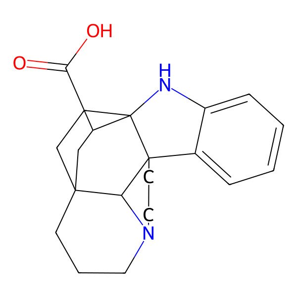 2D Structure of (1R,9R,16R,18S,21S)-2,12-diazahexacyclo[14.2.2.19,12.01,9.03,8.016,21]henicosa-3,5,7-triene-18-carboxylic acid