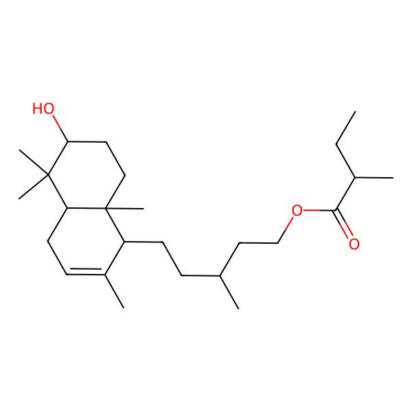2D Structure of [(3S)-5-[(1S,4aR,6R,8aR)-6-hydroxy-2,5,5,8a-tetramethyl-1,4,4a,6,7,8-hexahydronaphthalen-1-yl]-3-methylpentyl] (2R)-2-methylbutanoate