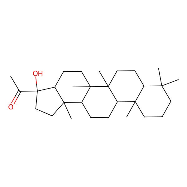 2D Structure of 1-[(3R,3aR,5aR,5bR,7aS,11aS,11bR,13aR,13bR)-3-hydroxy-5a,5b,8,8,11a,13b-hexamethyl-2,3a,4,5,6,7,7a,9,10,11,11b,12,13,13a-tetradecahydro-1H-cyclopenta[a]chrysen-3-yl]ethanone