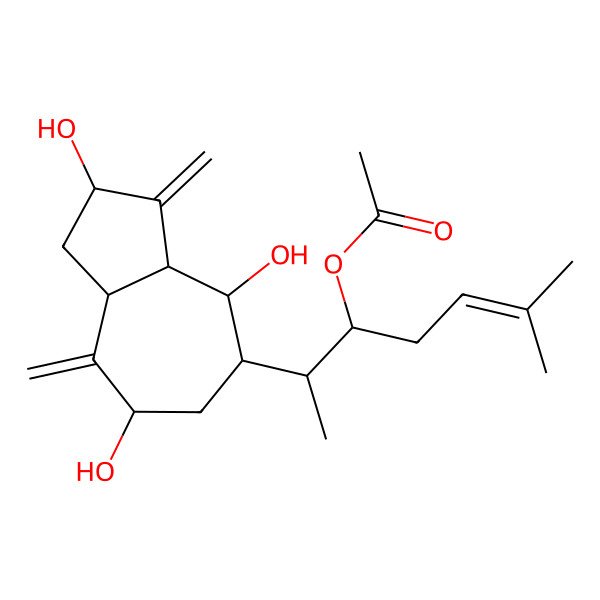 2D Structure of [6-Methyl-2-(2,4,7-trihydroxy-3,8-dimethylidene-1,2,3a,4,5,6,7,8a-octahydroazulen-5-yl)hept-5-en-3-yl] acetate